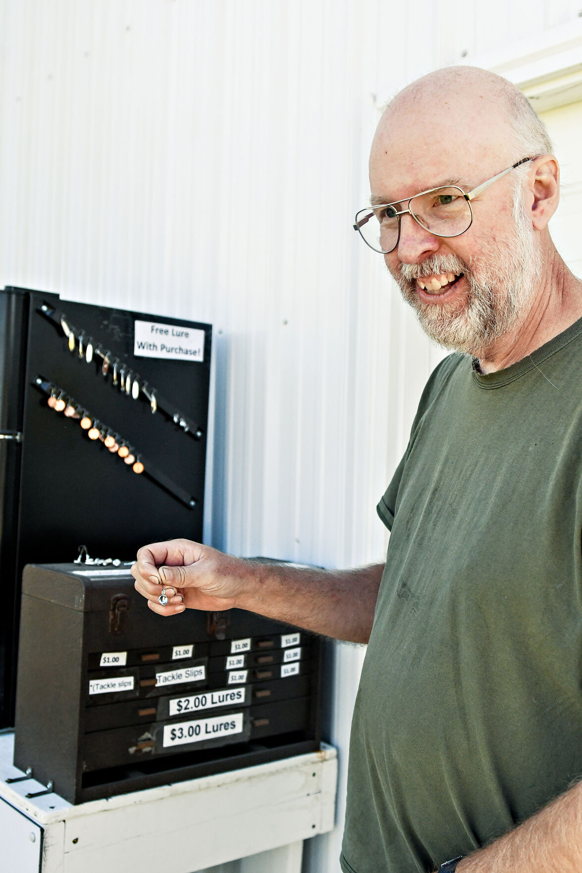 Evan De Groot at his bait and tackle shop